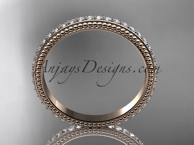 14kt rose gold diamond wedding ring, engagement ring, wedding band ADER86B - AnjaysDesigns