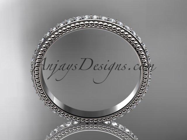 platinum diamond wedding ring, engagement ring, wedding band ADER86B - AnjaysDesigns