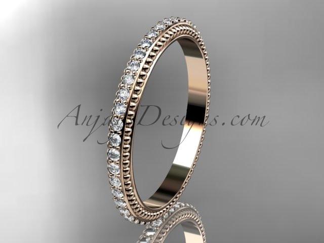 14kt rose gold diamond wedding ring, engagement ring, wedding band ADER86B - AnjaysDesigns