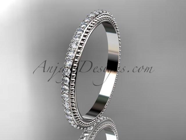 platinum diamond wedding ring, engagement ring, wedding band ADER86B - AnjaysDesigns