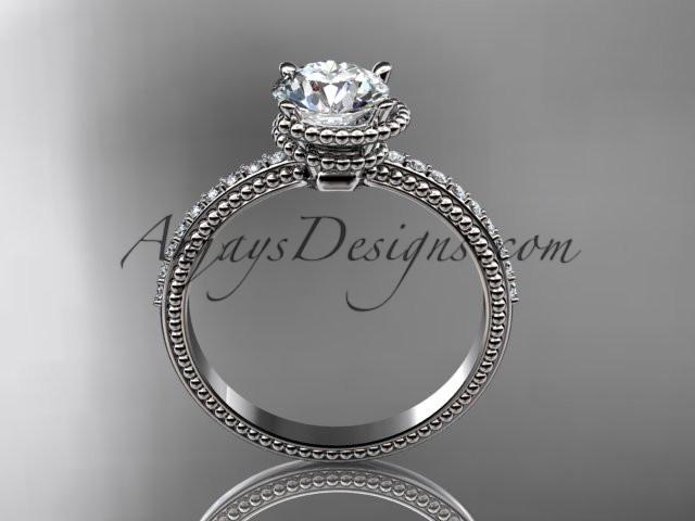 14kt white gold diamond unique engagement ring, wedding ring ADER86 - AnjaysDesigns