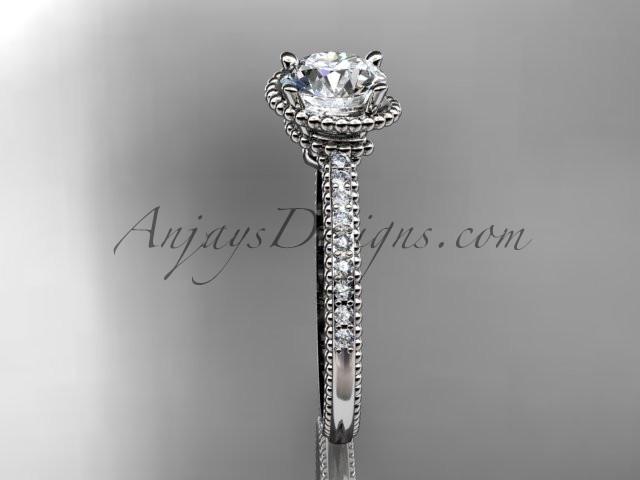 14kt white gold diamond unique engagement ring, wedding ring ADER86 - AnjaysDesigns