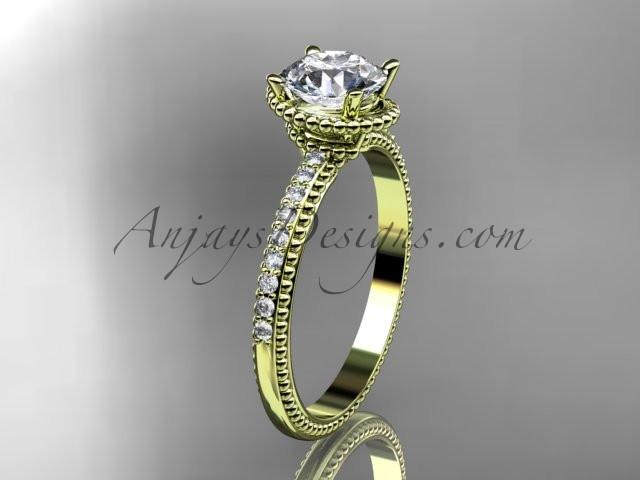 14kt yellow gold diamond unique engagement ring, wedding ring ADER86 - AnjaysDesigns