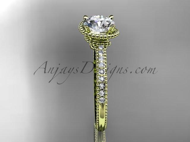 14kt yellow gold diamond unique engagement ring, wedding ring ADER86 - AnjaysDesigns