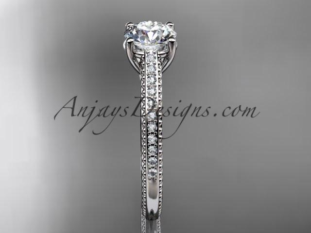 14kt white gold diamond unique engagement ring, wedding ring ADER87 - AnjaysDesigns