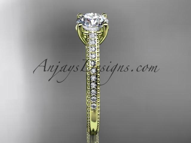 14kt yellow gold diamond unique engagement ring, wedding ring ADER87 - AnjaysDesigns