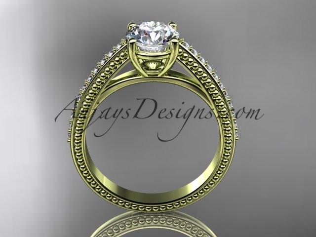 14kt yellow gold diamond unique engagement ring, wedding ring ADER87 - AnjaysDesigns
