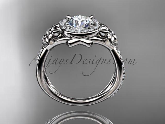 platinum diamond leaf and vine wedding ring, engagement ring ADLR89 - AnjaysDesigns