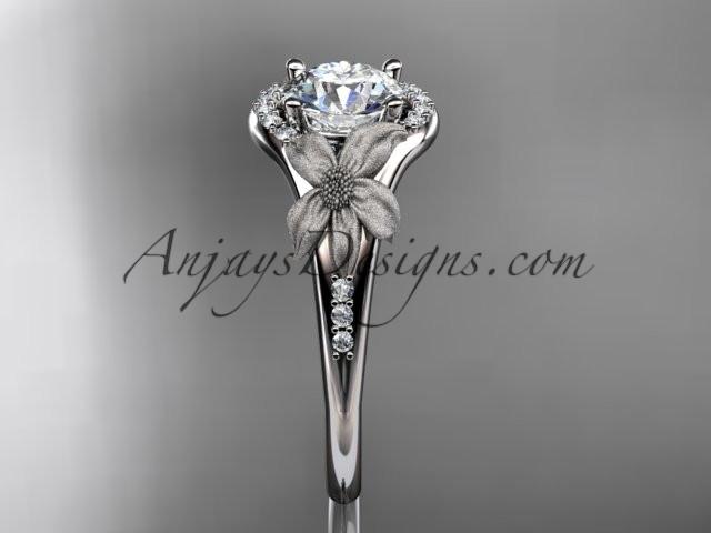 platinum diamond leaf and vine wedding ring, engagement ring ADLR91 - AnjaysDesigns