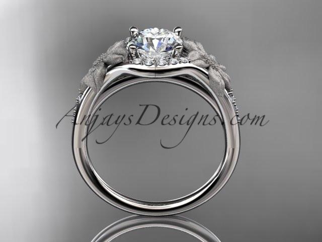 platinum diamond leaf and vine wedding ring, engagement ring ADLR91 - AnjaysDesigns