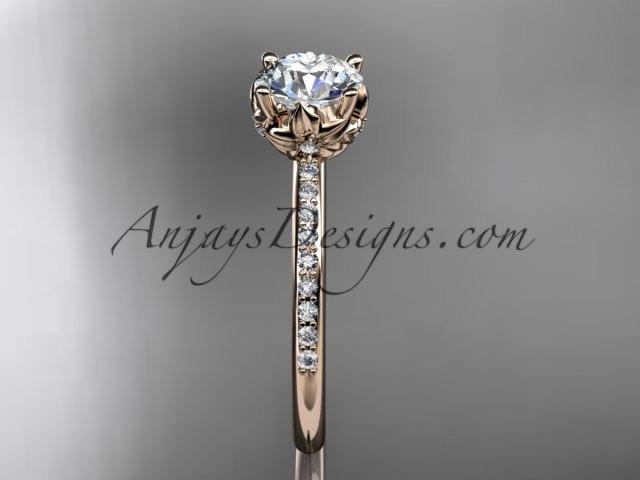 14kt rose gold diamond floral wedding ring, engagement ring ADLR92 - AnjaysDesigns