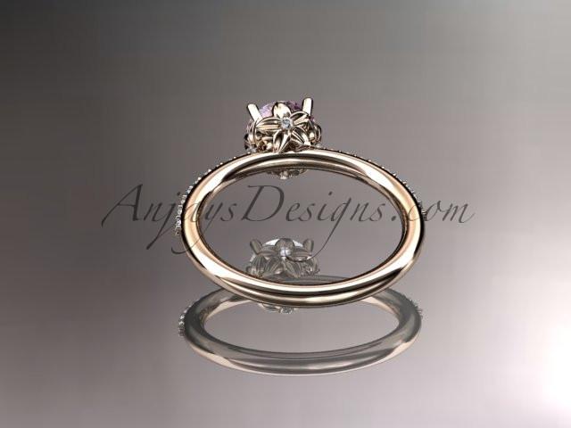14kt rose gold diamond floral wedding ring, engagement ring with Morganite center stone ADLR92 - AnjaysDesigns