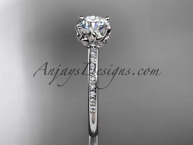 platinum diamond floral wedding ring, engagement ring ADLR92 - AnjaysDesigns