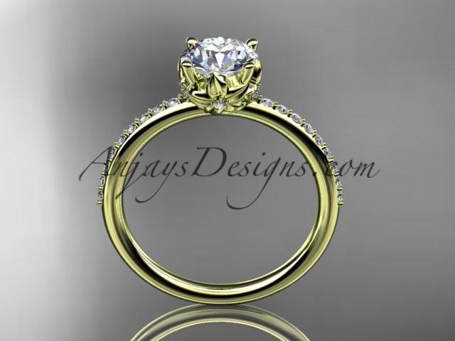 14kt yellow gold diamond floral wedding ring, engagement ring ADLR92 - AnjaysDesigns