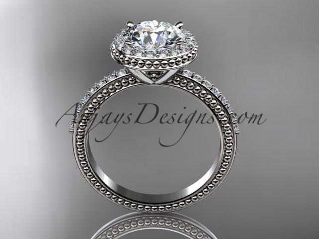 platinum diamond unique engagement ring, wedding ring ADER95 - AnjaysDesigns