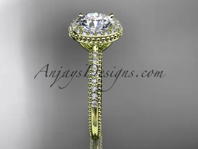 14kt yellow gold diamond unique engagement ring, wedding ring ADER95 - AnjaysDesigns