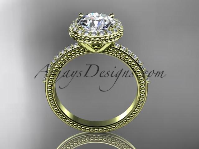 14kt yellow gold diamond unique engagement ring, wedding ring ADER95 - AnjaysDesigns