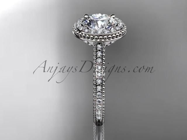 platinum diamond unique engagement ring, wedding ring ADER97 - AnjaysDesigns