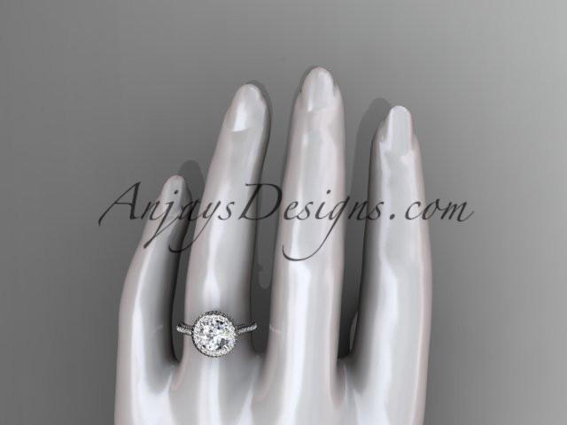 14kt white gold diamond unique engagement ring, wedding ring ADER97 - AnjaysDesigns