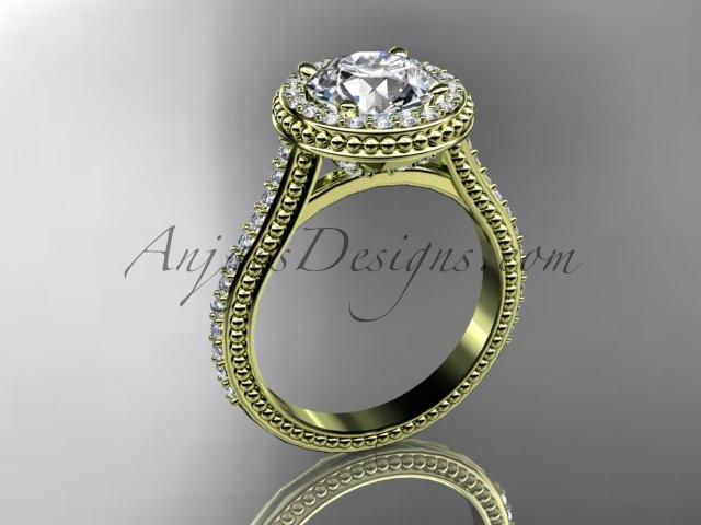 14kt yellow gold diamond unique engagement ring, wedding ring ADER97 - AnjaysDesigns