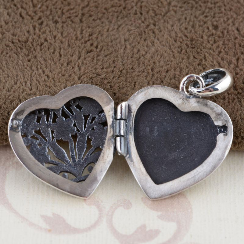 925 Sterling Silver Heart Pendant S925 Solid Thai Silver Pendants Pendant Women Jewelry Flower Pattern